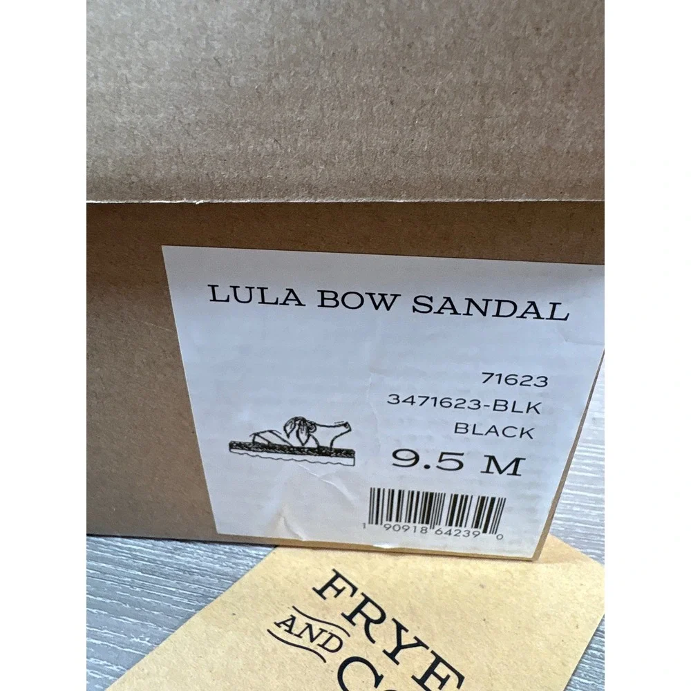 Frye and Co Lula Bow Sandal Black Leather Espadrille Platform‎ 9.5 M 3471623-BLK